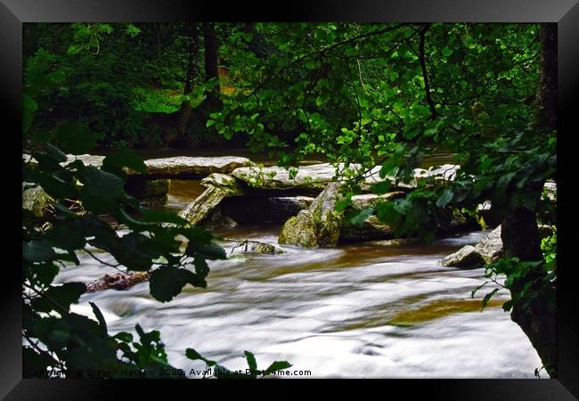The River Barle and Tarr Steps Framed Print by Steven Watson