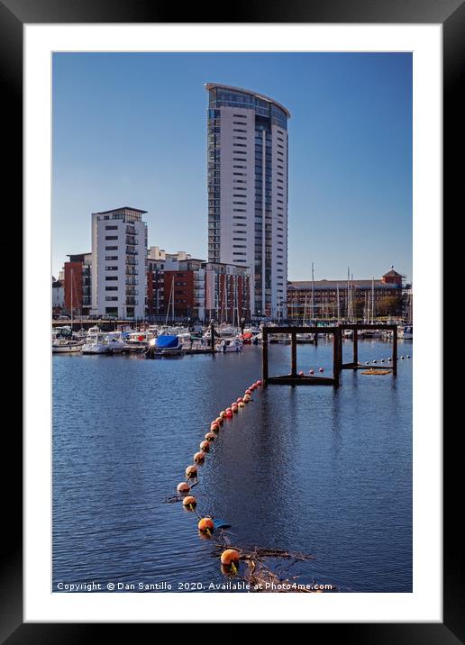 Meridian Tower, Swansea Marina, Wales Framed Mounted Print by Dan Santillo
