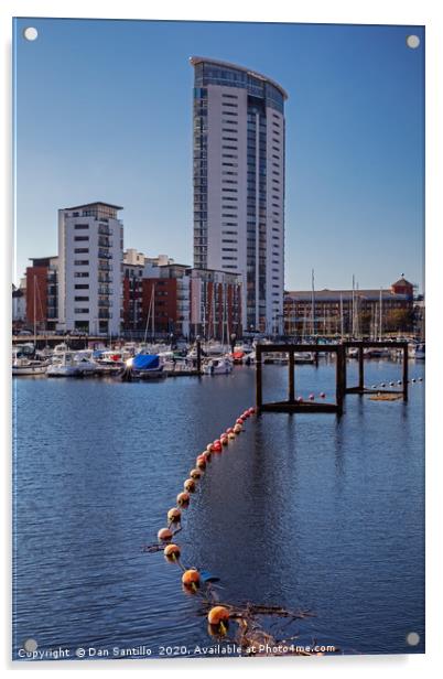 Meridian Tower, Swansea Marina, Wales Acrylic by Dan Santillo