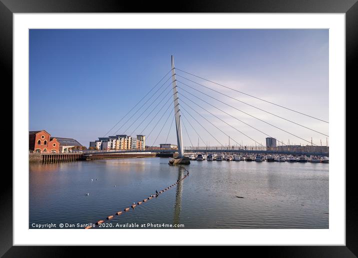 The Sail Bridge, Swansea Marina, Swansea, Wales Framed Mounted Print by Dan Santillo