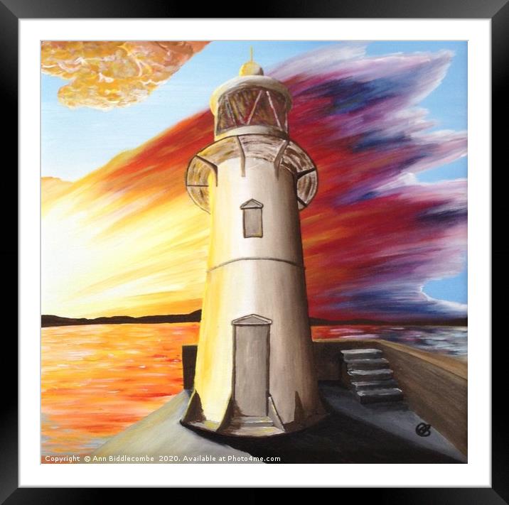 Brixham Lighthouse Framed Mounted Print by Ann Biddlecombe