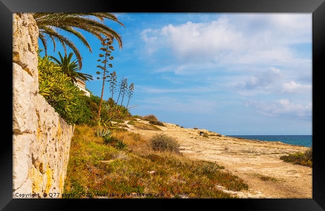 high cliff above the sea, summer sea background, m Framed Print by Q77 photo