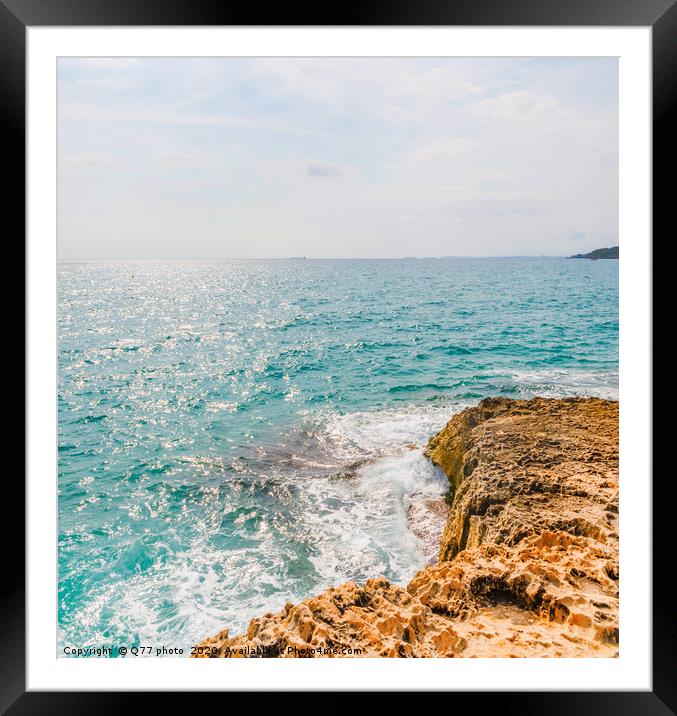 high cliff above the sea, summer sea background, m Framed Mounted Print by Q77 photo