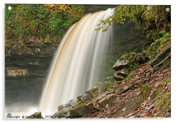 Scwd Gwladys Waterfall Vale of Neath South Wales Acrylic by Nick Jenkins