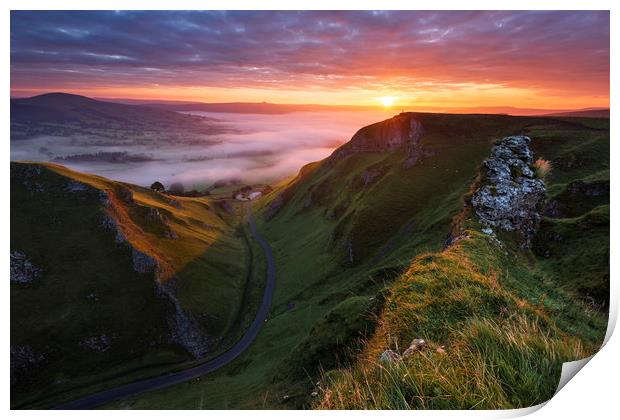Winnats Pass stunning sunrise, Castleton  Print by John Finney