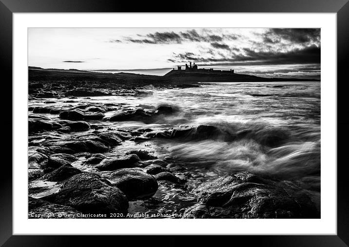 Mood at Dunstanburgh Framed Mounted Print by Gary Clarricoates