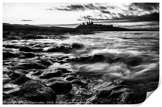 Mood at Dunstanburgh Print by Gary Clarricoates