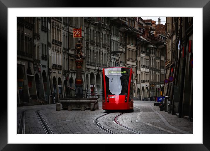 Red Tram Framed Mounted Print by Svetlana Sewell