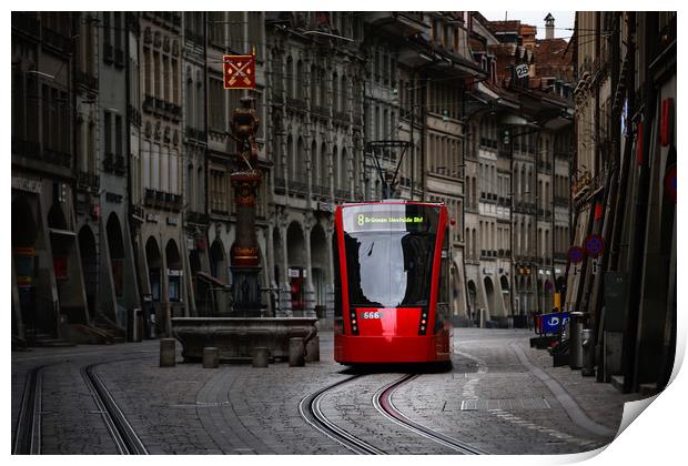 Red Tram Print by Svetlana Sewell