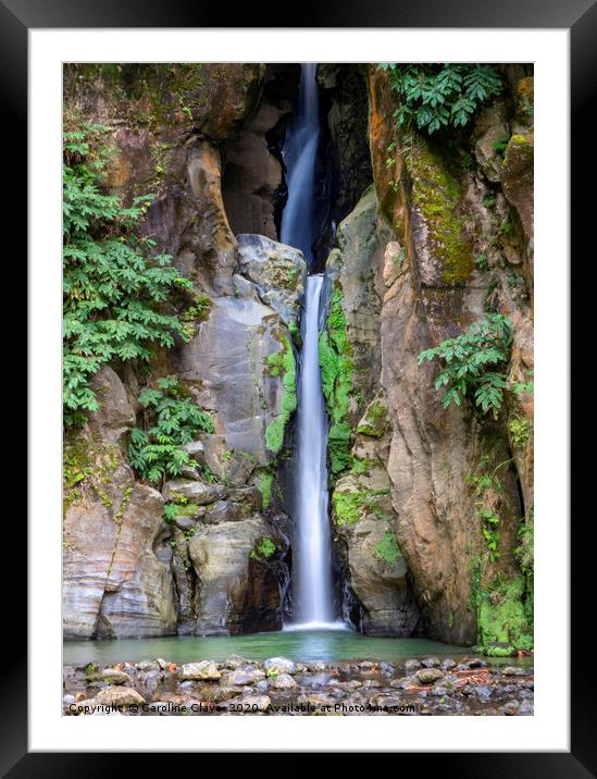 Azores Waterfall Framed Mounted Print by Caroline Claye