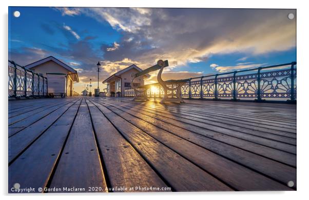 Penarth Pier Sunrise Acrylic by Gordon Maclaren