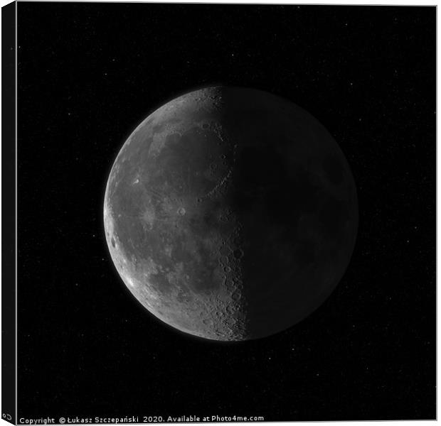 Moon against starry sky, super HDR image Canvas Print by Łukasz Szczepański