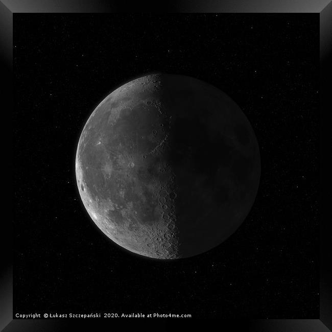 Moon against starry sky, super HDR image Framed Print by Łukasz Szczepański