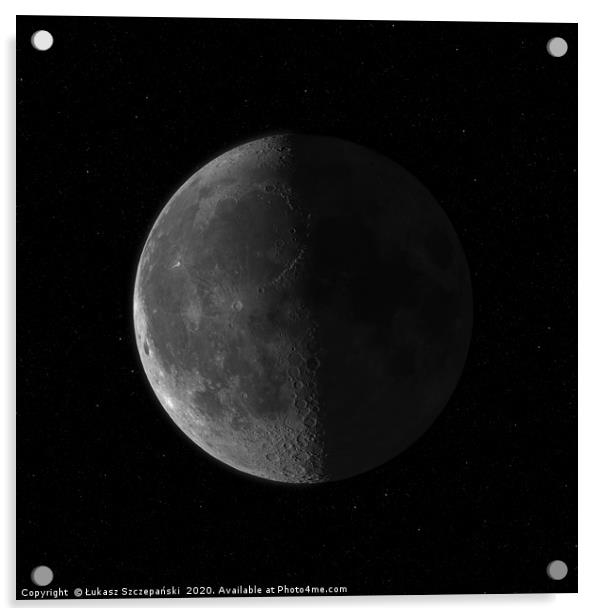 Moon against starry sky, super HDR image Acrylic by Łukasz Szczepański