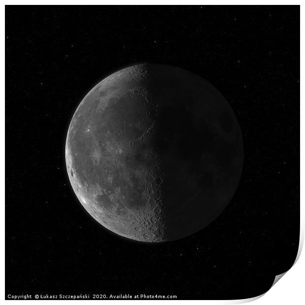 Moon against starry sky, super HDR image Print by Łukasz Szczepański