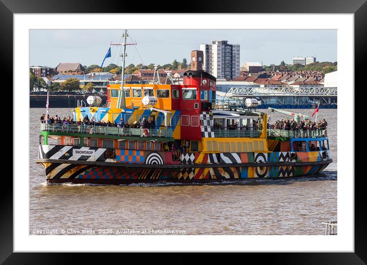 Packed Mersey Ferry on Liverpool`s waterfront Framed Mounted Print by Clive Wells
