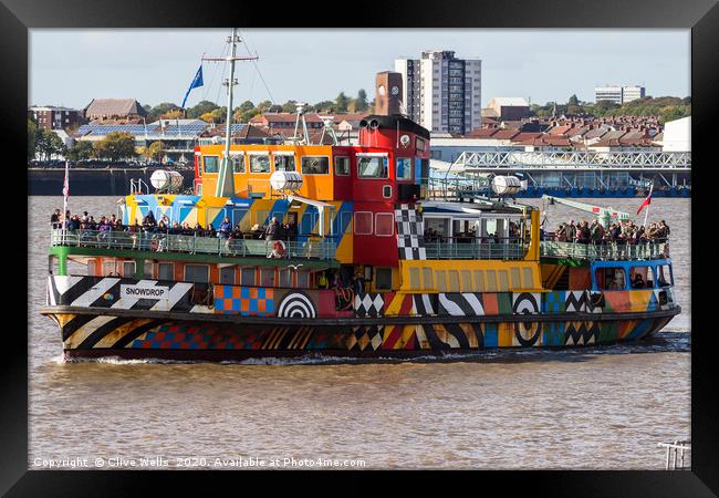 Packed Mersey Ferry on Liverpool`s waterfront Framed Print by Clive Wells