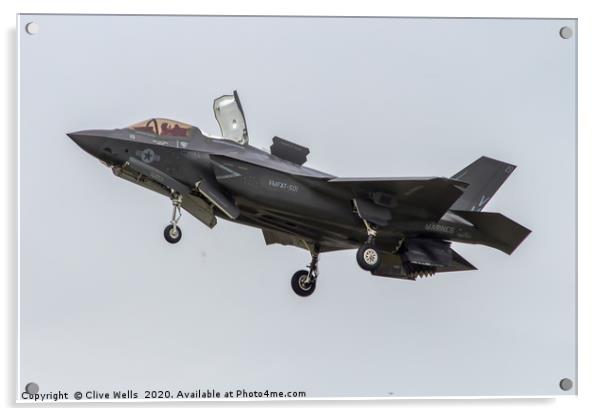 F-35 Lightning II in the hover at RAF Fairford Acrylic by Clive Wells