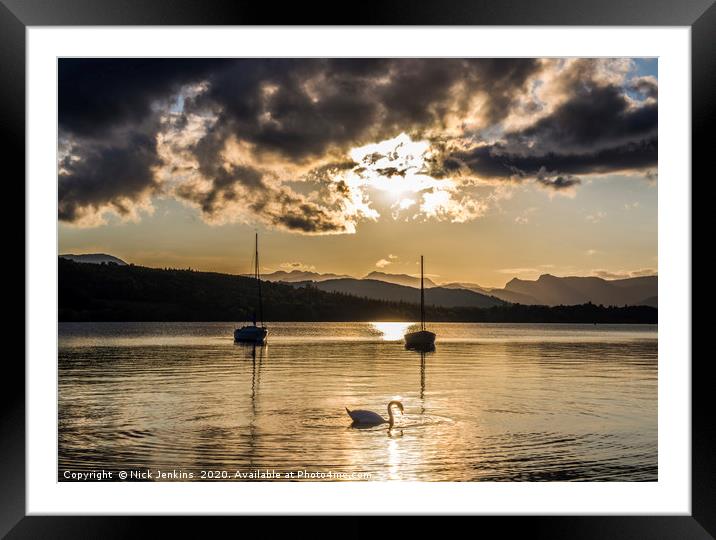 Evening at Millerground on the shores of Windermer Framed Mounted Print by Nick Jenkins
