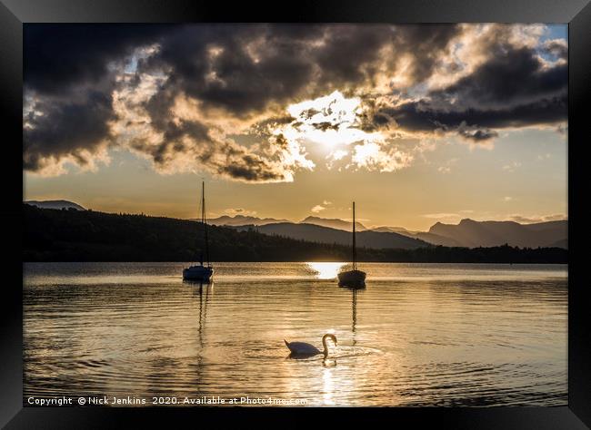 Evening at Millerground on the shores of Windermer Framed Print by Nick Jenkins
