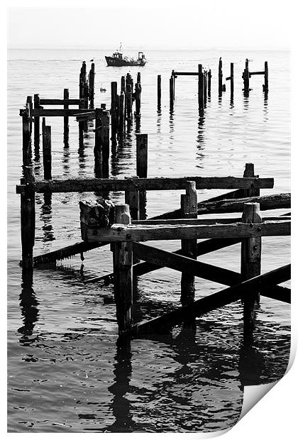 Pier remains Print by Tony Bates