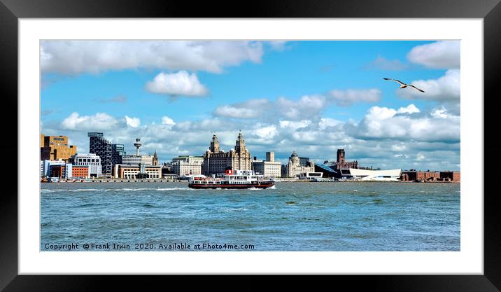 A Ferry Boat passes the Three Graces Framed Mounted Print by Frank Irwin