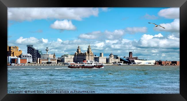 A Ferry Boat passes the Three Graces Framed Print by Frank Irwin