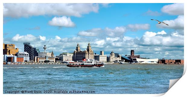 A Ferry Boat passes the Three Graces Print by Frank Irwin