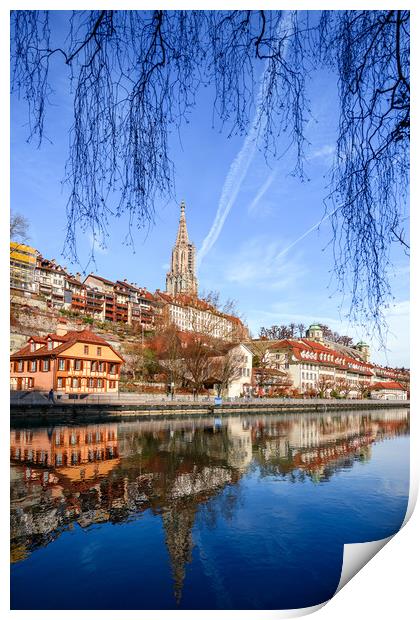 Aare river reflections of Bern Print by Svetlana Sewell