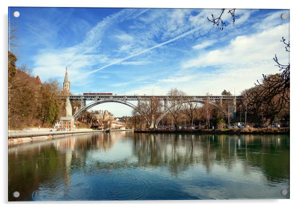 Aare river reflections of Bern Acrylic by Svetlana Sewell