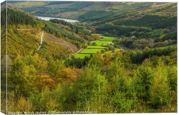 The Upper Talybont Valley Brecon Beacons in Autumn Canvas Print by Nick Jenkins