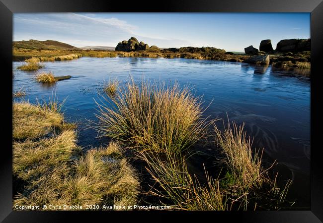 A frozen Doxey Pool, the Roaches (2) Framed Print by Chris Drabble