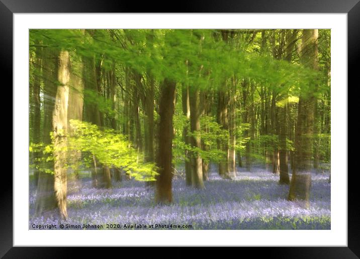 Bluebell Woodland Framed Mounted Print by Simon Johnson