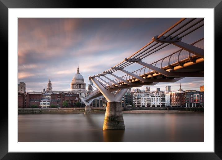 St Paul's Cathedral and the Millennium Bridge Framed Mounted Print by Trevor Sherwin