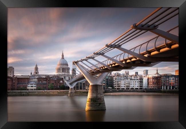 St Paul's Cathedral and the Millennium Bridge Framed Print by Trevor Sherwin