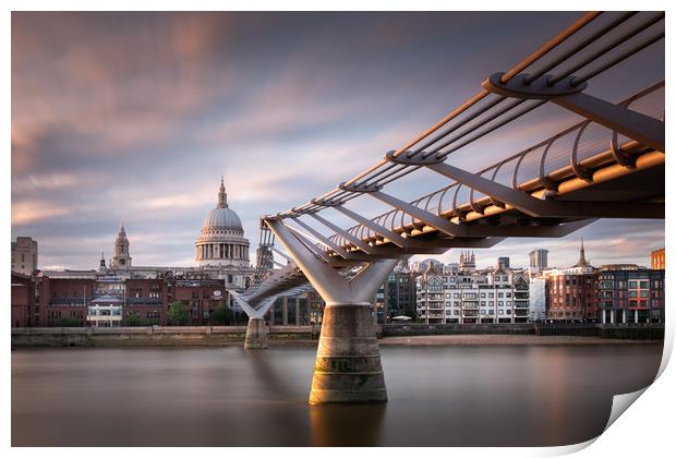 St Paul's Cathedral and the Millennium Bridge Print by Trevor Sherwin