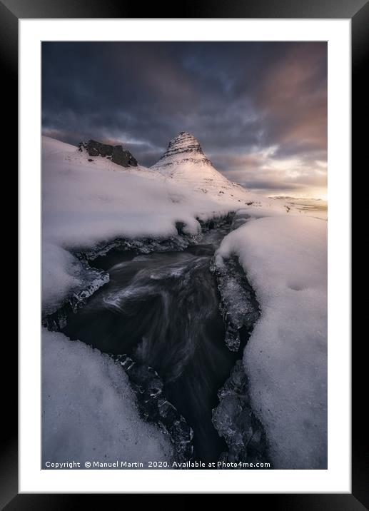 Rushing Water under the Mountain Peak Framed Mounted Print by Manuel Martin