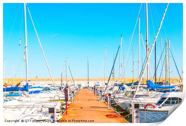 Beautiful luxury yachts and motor boats anchored i Print by Q77 photo