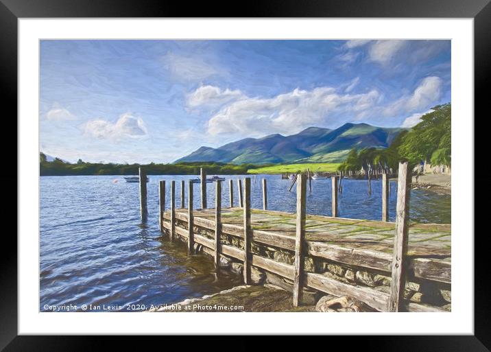 Derwentwater Jetty Impressionist Style Framed Mounted Print by Ian Lewis