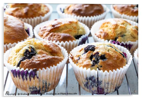 Fresh home baked blueberry muffins Acrylic by Graham Moore