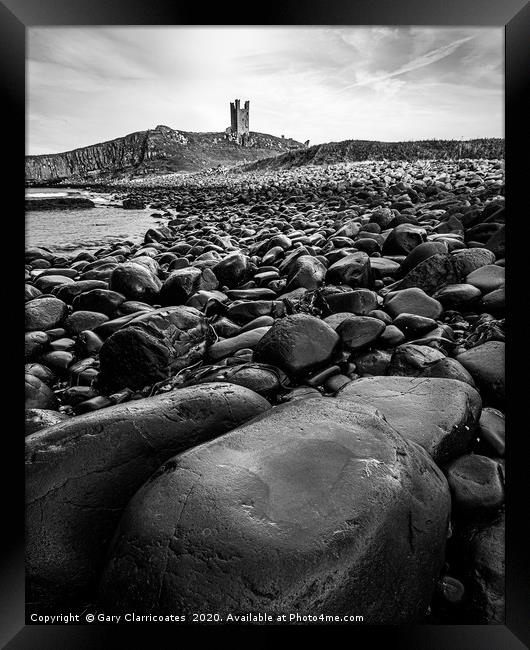 Dunstanburgh by the Rocks Framed Print by Gary Clarricoates