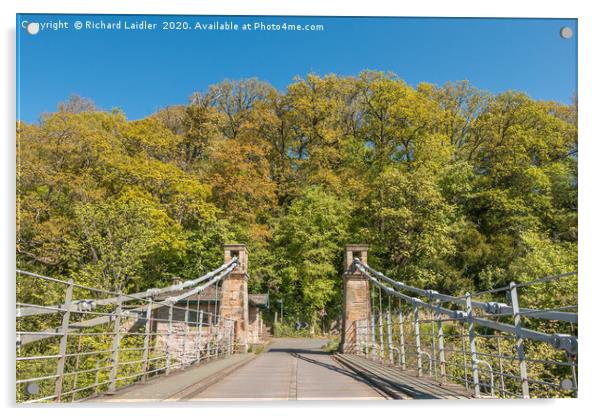 Whorlton Suspension Bridge and Woodland in Spring Acrylic by Richard Laidler