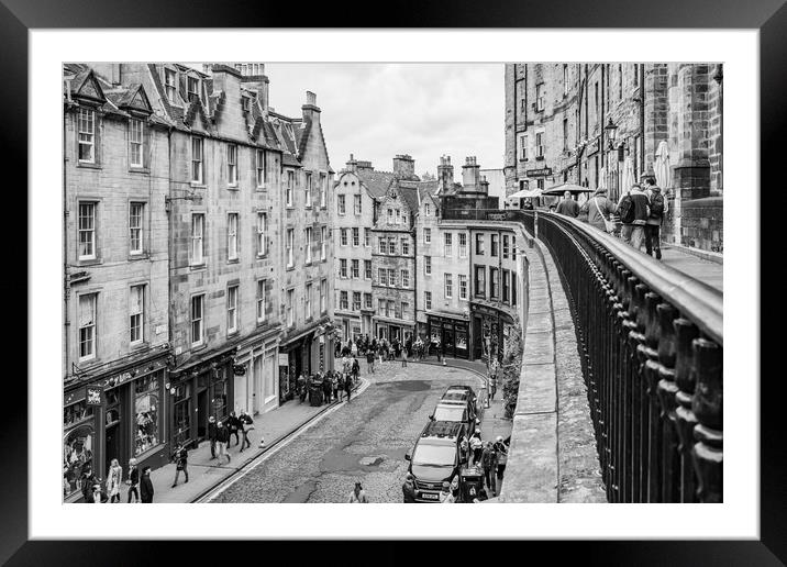 Edinburgh City Centre black and white  Framed Mounted Print by Gail Johnson