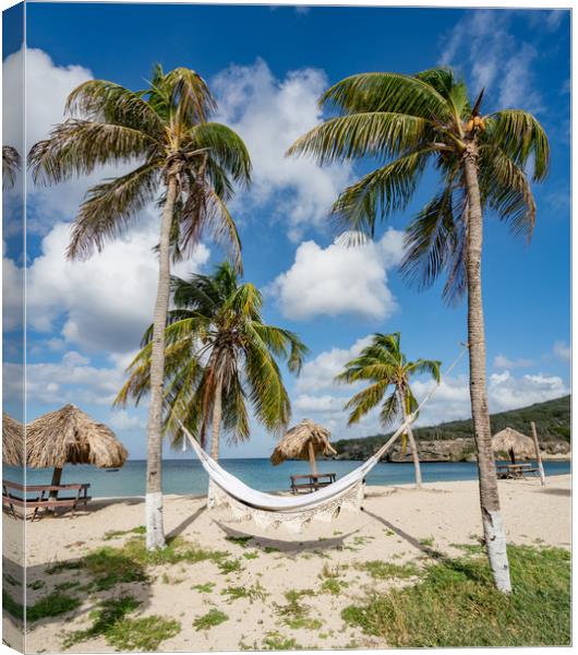 Handmade hammock at  the beach Canvas Print by Gail Johnson