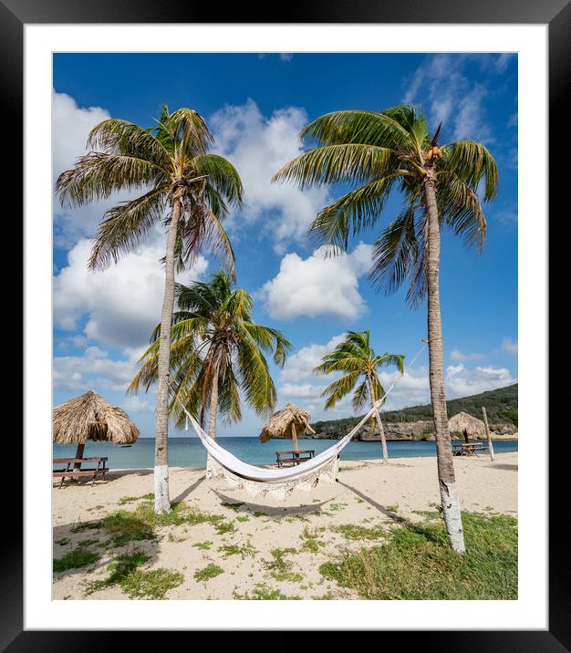 Handmade hammock at  the beach Framed Mounted Print by Gail Johnson