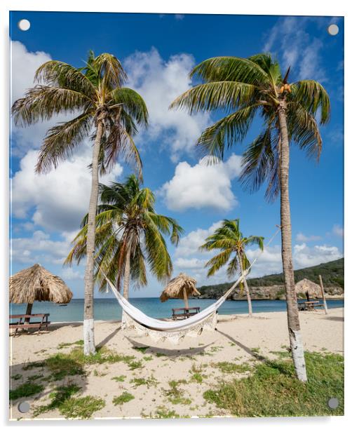 Handmade hammock at  the beach Acrylic by Gail Johnson