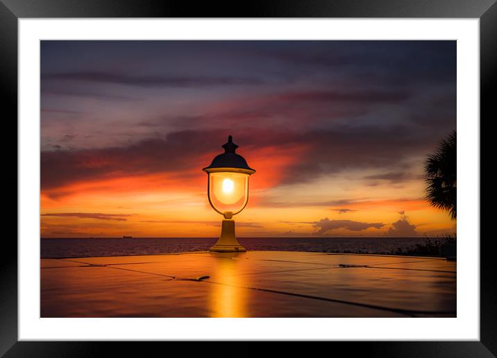 Light on a Ocean Sunset  Framed Mounted Print by Gail Johnson