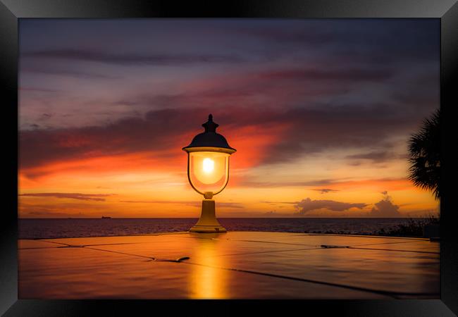 Light on a Ocean Sunset  Framed Print by Gail Johnson