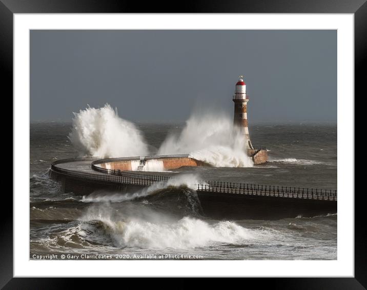 Stormy Waters at Sunderland Framed Mounted Print by Gary Clarricoates