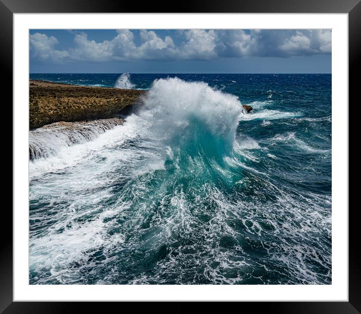 Sea Views around the Caribbean island of Curacao Framed Mounted Print by Gail Johnson